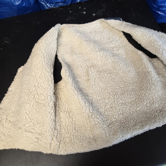 Vtg 70s Nelson blue jean denim fleece shearling vest - Picture 2 of 11